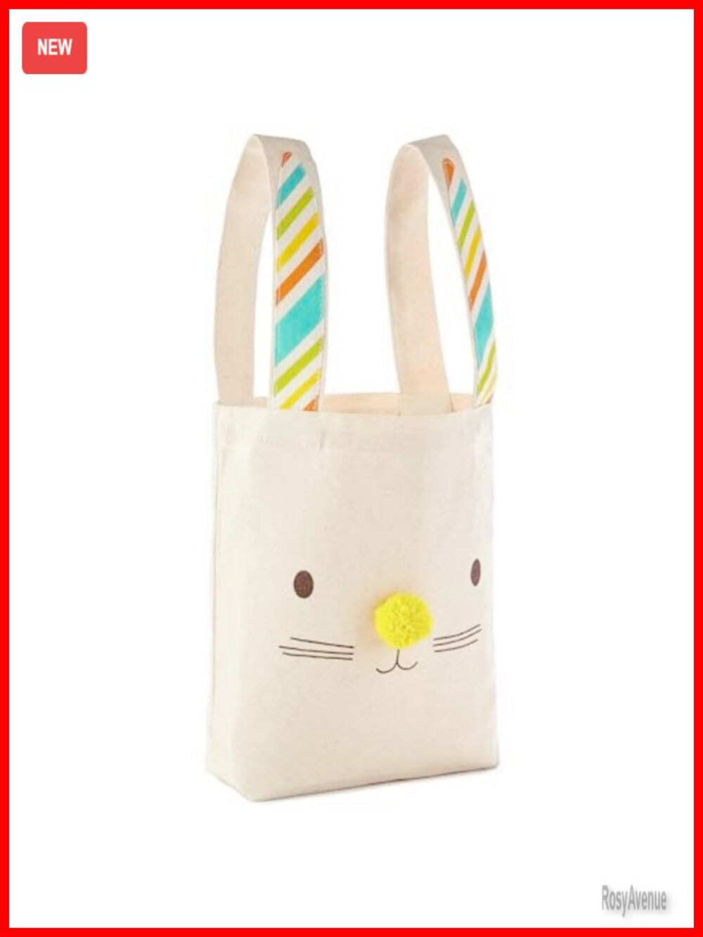 Canvas Tote Bag Reusable Gift Bag with Teddy Bear Face 9in
